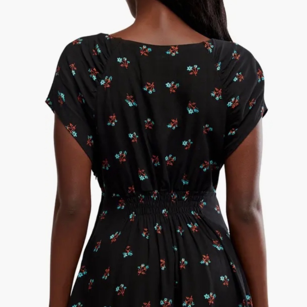 $128 New Free People Everyone's Favorite Womens Mini Dress Black Floral‎ Small - Picture 2 of 5